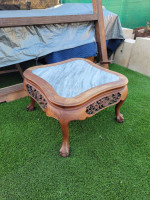 Beautiful Antique Mahogany Wood Side Table with Marble Top