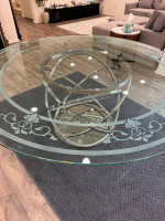 Brand New Custom Hand Carved 72" Diameter Dining Table, Sits 6