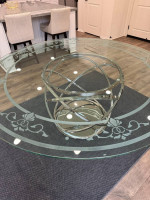 Brand New Custom Hand Carved 72" Diameter Dining Table, Sits 6