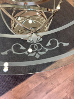 Brand New Custom Hand Carved 72" Diameter Dining Table, Sits 6