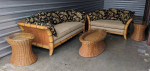 Vintage Bamboo Sofa & Loveseat and Wicker Tables