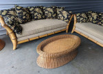 Vintage Bamboo Sofa & Loveseat and Wicker Tables