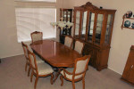 Dining Table, 2 Leaves, 6 Chairs, and Lighted Hutch