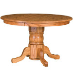 Table 48 inch Round Solid Red Oak with two 12 inch leaves & 4 Chairs