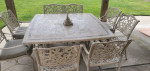 Patio table with 8 chairs / 2 matching lounges on wheels