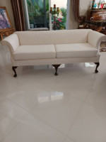 Vintage White Chippendale Sofa Couch