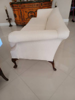 Vintage White Chippendale Sofa Couch