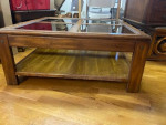 1970s Wood and Glass Four Panel Coffee Table