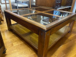 1970s Wood and Glass Four Panel Coffee Table