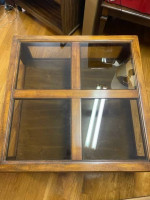 1970s Wood and Glass Four Panel Coffee Table