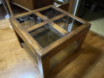 1970s Wood and Glass Four Panel Side Table