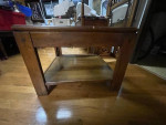 1970s Wood and Glass Four Panel Side Table