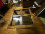 1970s Wood and Glass Four Panel Side Table