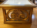 1950s Neoclassical Marble & Gilt Wood Long Coffee Table Made Portugal