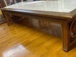 1950s Neoclassical Marble & Gilt Wood Long Coffee Table Made Portugal
