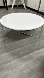 Brand New Round Coffee Table Glossy White Stainless Frame
