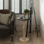 COZAYH Pedestal Small Drinking Table, Farmhouse Tray Top End Table, Di