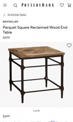 Pottery barn parquet reclaimed wood table
