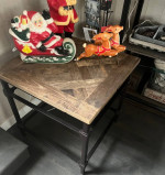 Pottery barn parquet reclaimed wood table