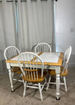 Extendable Dining Tile-Top Table With 4 Chairs