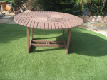 Like New-Patio Table-w/ Built in Lazy Susan-Exotic Hardwood