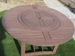 Like New-Patio Table-w/ Built in Lazy Susan-Exotic Hardwood