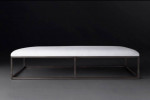 RH NICHOLAS FABRIC OTTOMAN - COFFEE TABLE • ITALIAN TEXTURE LINEN WEAVE WHITE