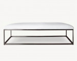 RH NICHOLAS FABRIC OTTOMAN - COFFEE TABLE • ITALIAN TEXTURE LINEN WEAVE WHITE