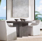 RH CABRERA WAXED CONCRETE 72” ROUND DINING TABLE • CHARCOAL WAXED CONCRETE