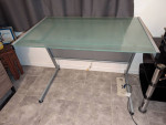 Metal Frosted Glass Desk Table  Light Grey Silver