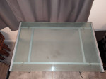 Metal Frosted Glass Desk Table  Light Grey Silver