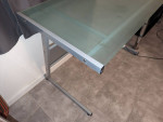 Metal Frosted Glass Desk Table  Light Grey Silver