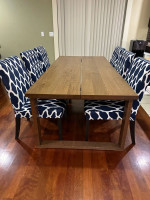 Ikea MÖRBYLÅNGA Dining Table and 6 Chairs (Gray OR Blue Pattern)
