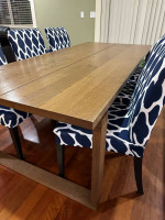Ikea MÖRBYLÅNGA Dining Table and 6 Chairs (Gray OR Blue Pattern)