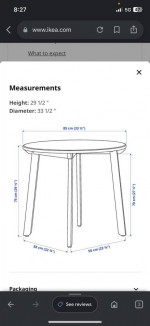 Ikea Round Dining Table and 2 Chairs