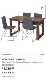Ikea MÖRBYLÅNGA Dining Table and 4 Chairs