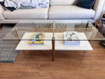 Glass Coffee Table (White/Gold)