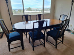 Burl Inlay Dining Table + Chairs