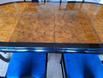 Burl Inlay Dining Table + Chairs