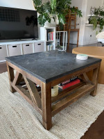 Real Marble and Wood Coffee Table