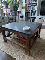 Real Marble and Wood Coffee Table