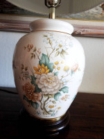 Large Ceramic Floral Table Lamp Ginger Jar