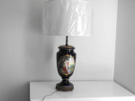 1930s Dark Blue Ceramic Table Lamp With New Shade