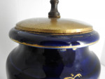 1930s Dark Blue Ceramic Table Lamp With New Shade