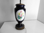 1930s Dark Blue Ceramic Table Lamp With New Shade