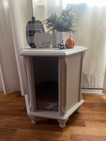 Side table refurbished to cat bed