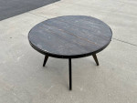 Round Rustic Wood/Metal Side Table Coffee Decor