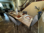 Beautiful dining table with 6 chairs 103" inch long can be ma smaller
