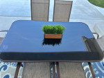 7 Piece Outdoor Furniture Set with 6 Brown Chairs and Table!