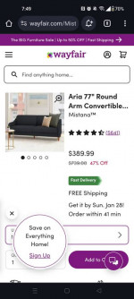 Wayfair Aria 77 Mistana Convertible Sleeper Sofa
